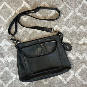 ROOTS tribe black grey square crossbody satchel purse